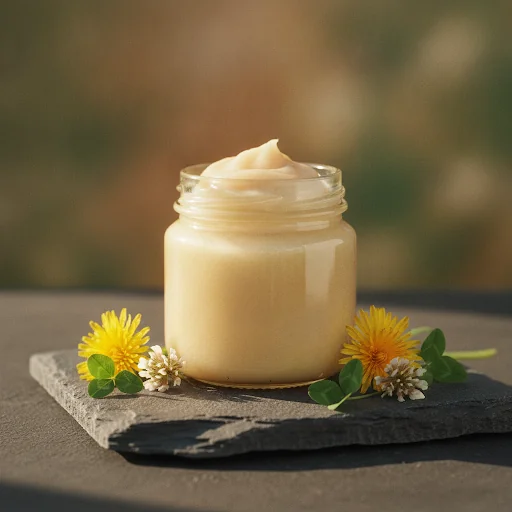 Miel de Printemps, blanc laiteux dans un pot artisanal